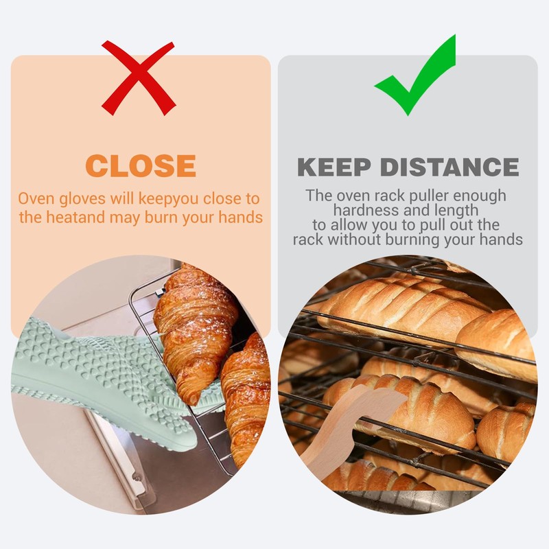 Ymapinc 2Pcs Oven Rack Puller Wood Oven Rack Push Pull