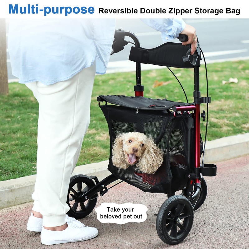WALK MATE 3 Wheel Rollator Walker with Seat for Slim