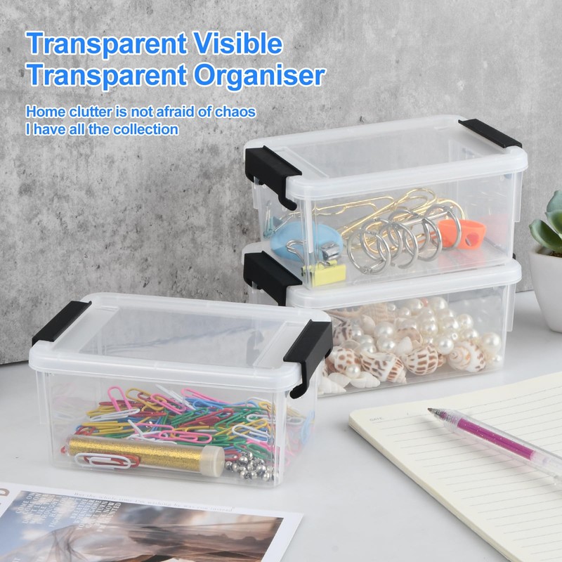 Dewocke Storage Box with Lid, Small, Set of 6 Mini