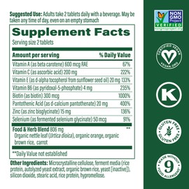 MegaFood Skin, Nails & Hair 2 - Vitamins for Women & Men - Biotin, Vitamin A, C, Zinc, B6, E, Pantothenic Acid - Vegan - Made Without 9 Food Allergens - 60 Tabs (30 Servings)