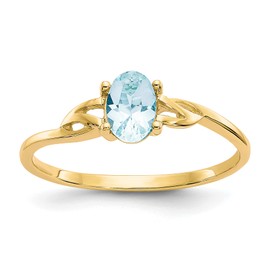 IceCarats 10K Solid Yellow Gold Blue Aquamarine Ring Gemstone Band March Birthstone Jewelry Size 7