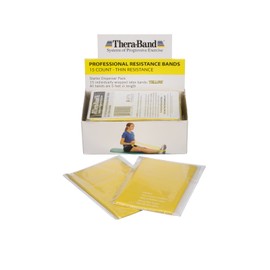 THERABAND Resistance Bands, 5 Foot, 15 Count Professional Latex Elastic Bands For Upper & Lower Body Exercise, Physical Therapy, Pilates, Home Workouts, & Rehab, Yellow, Thin, Beginner Level 2