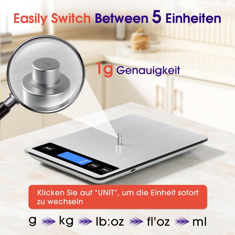 Kitchen Scales with LCD Display (White)
