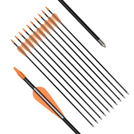 Practice Fiberglass Arrows Archery 28 Inch Target Shooting Safetyglass Recurve Bows Suitable for Youth Children Woman Beginner 12PCS