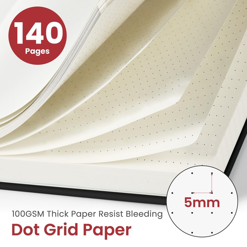 Taja Dotted Spiral Journal Notebook for Women & Men, 140