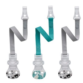 Pack of 3 nip Dummy Straps with Hooks, Pack of 3 Dummy Chains for Dummies with Ring, Petrol, Made in Germany, Metal-Free, BPA-Free