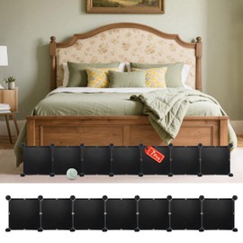 LISRUGEN Under Bed Blocker for Pets,11.8" H x 83" L in Total Bed Blockers for Under Bed, Sturdy Adjustable Underbed Blocker to Stop Pets & Items from Going Under Bed, Black