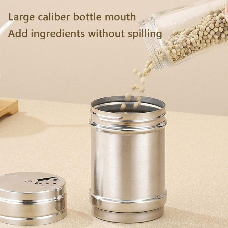 6 PCS Shaker Seasoning Cans with Rotating Cover Steel Seasoning