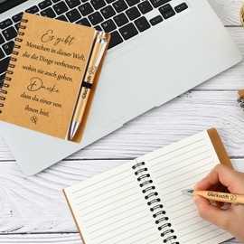 Sinmoe Thank You Gifts for Colleagues Employees Gifts Motivational Inspirational Mini Notebook with Wooden Ballpoint Pen Spiral Lined Notepad Ballpoint Pen (People)