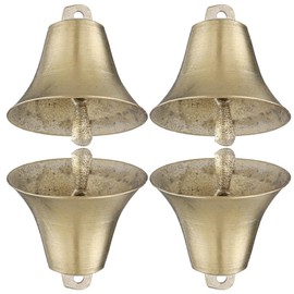 Operitacx Cow Bell Goat Bell 4 Pieces Cow Pasture Copper Brass Livestock Goat Farm Bronze Long Distance Iron for Garden Pet Bells Made of Metal Loud Cattle Bell
