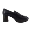 Comfortable Women's Tailored Platform Loafer in Black Leather Leather