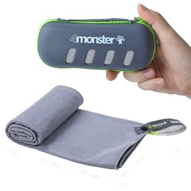 4monster Microfiber Travel Towel,Lightweight Gym Towel, Super Absorbent,Quick Drying,Soft, Sport Towel Suitable for Gym,Golf,Beach,Swimming,Backpacking,Camping,Travel,Yoga,Sports Grey-L