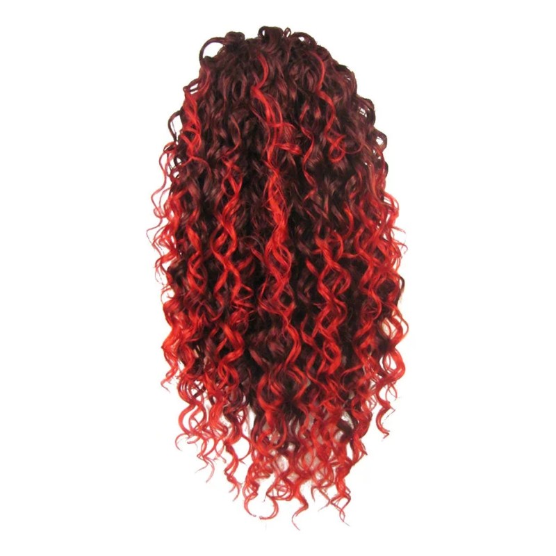 Ebingoo Rojo Negro Encaje Frente Peluca Rojo Rizado Peluca N