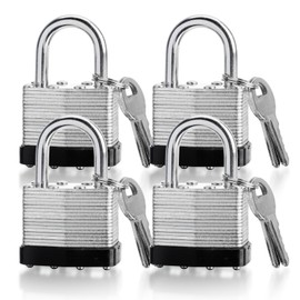 4 Pack Keyed Alike Padlocks 40mm High Security Heavy Duty Padlocks with Keys Outdoor Keyed Padlocks for Gym Warehouse Locks with Same Key