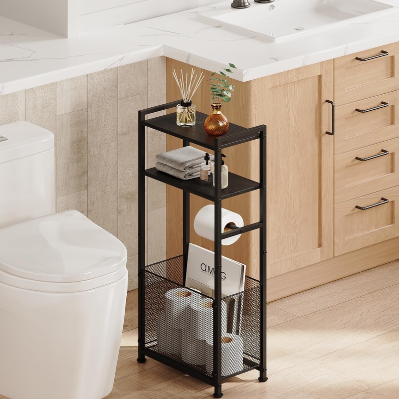 Anlanbor Free Standing Toilet Paper Holder Stand with Shelf, Bathroom