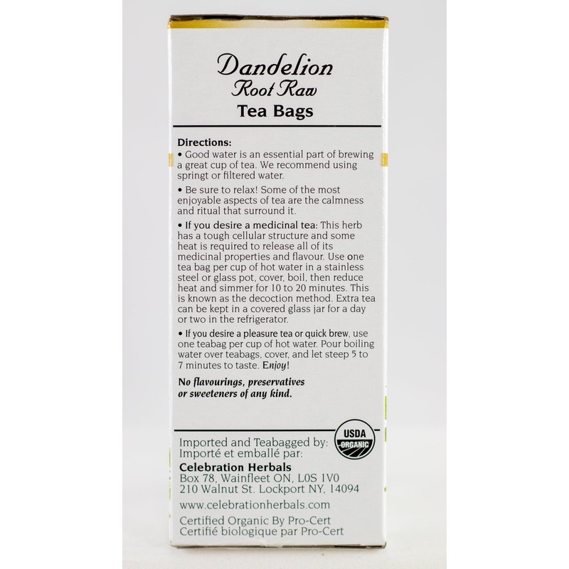 Celebration Herbals - Organic Dandelion Root Raw Tea - Caffeine