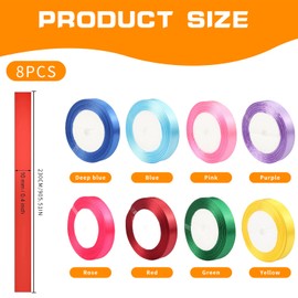 8 Roll Satin Ribbon Set,1cm x 22m Double-Sided Ribbons for Crafting, Gift Wrapping, Sewing & Decorations Assorted Vibrant Colors,Ideal for DIY Projects, Scrapbooking, Party & Wedding Decor