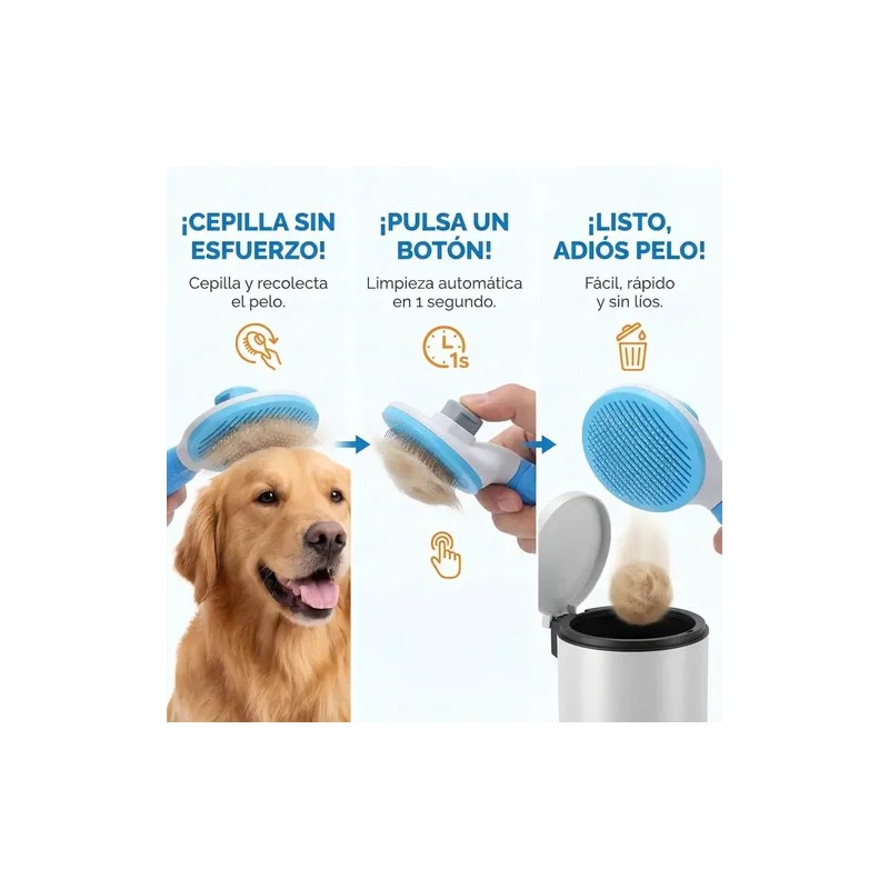 Cepillo Cardina Quita Pelos Perros Gatos Autolimpiable Suave