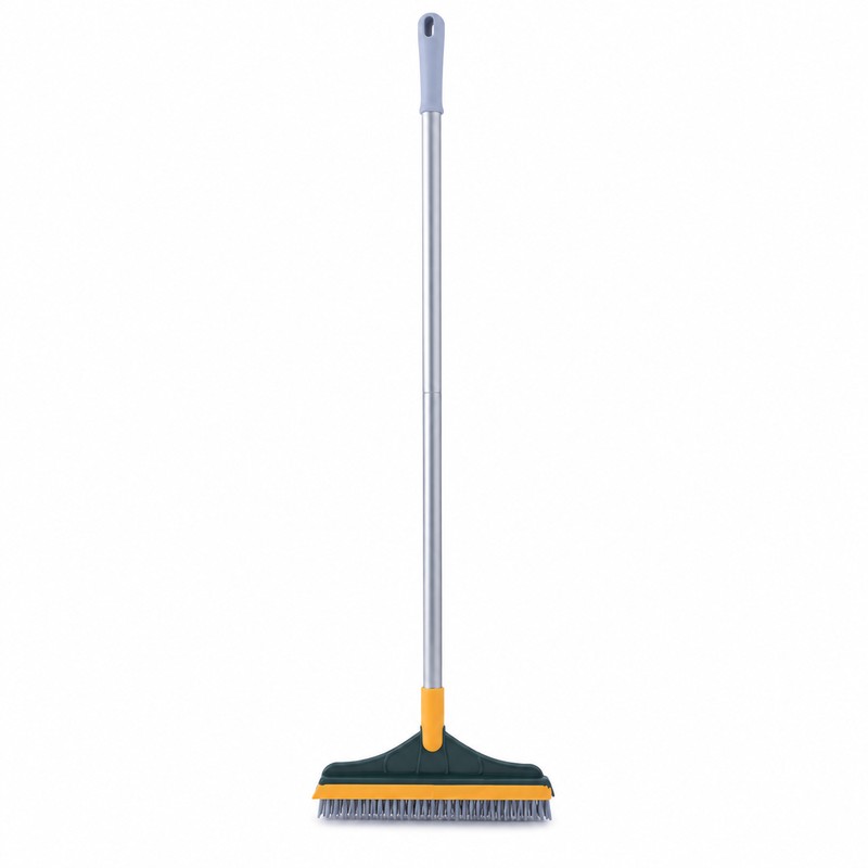 V-Shaped Floor Scrub Brush with Squeegee for Bathroom Cleaning –