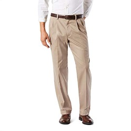 Dockers Men's Classic Fit Easy Khaki Pants-Pleated (Standard and Big & Tall), Timberwolf, 34W x 29L