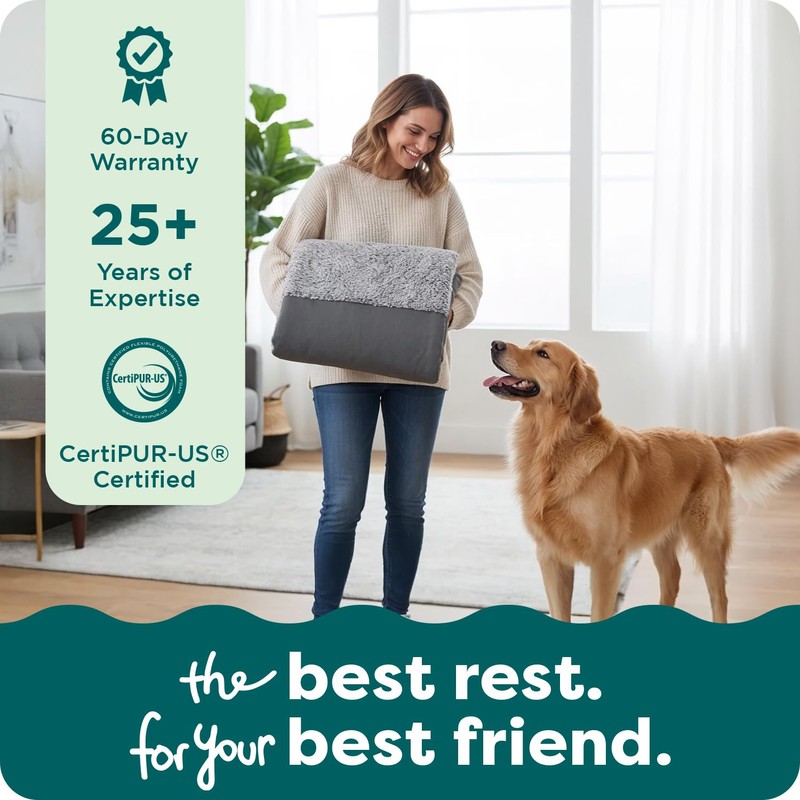 Furhaven Replacement Dog Bed Cover Two-Tone Faux Fur & Suede