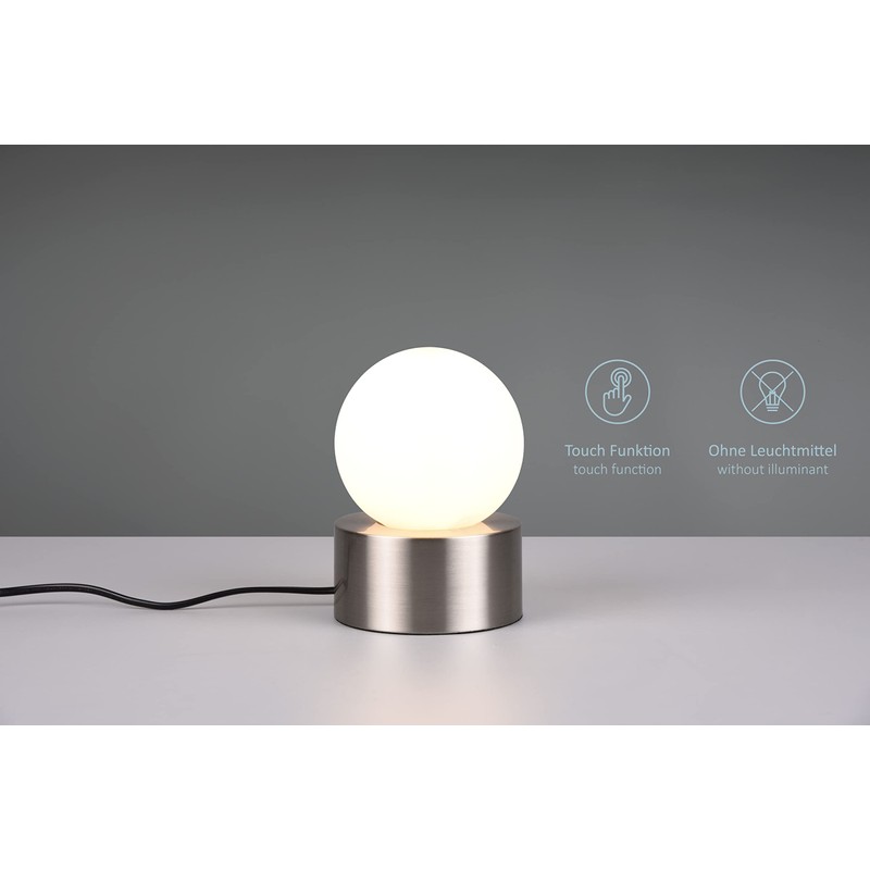 lightling Cordula Table Lamp with Base Matt Nickel Metal Glass