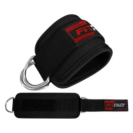 FITPACT Ankle Straps for Cable Machines Resistance Bands Padded Ankle Cuffs Set - Weighted Kickback Engaging Glutes, Hip Abductors and Core Muscles Ideal for Men Women, Adjustable Steel Double D Ring