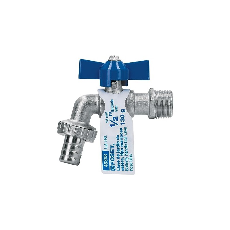 Foset LLE-130L, Llave de esfera con maneral corto, latón, 130gr,