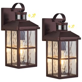 YJXGDIL 2 Pack Motion Sensor Porch Light Dusk to Dawn Outdoor Wall Light Bronze Exterior Lighting Fixtures Modern Outside Wall Mount Coach Lamp for House Garage Patio Front Door