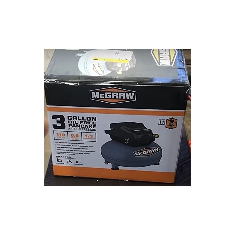 3 Gallon 1/3 HP 110 PSI Oil-Free Pancake Air Compressor