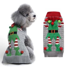 HRTTSY Dog Christmas Sweater Cute Elf Clown Xmas Dog Holiday Festive Sweaters Pet Cold Weather Outfit Warm Knitwear Jumper Sweaters for Small Medium Large Dogs Cats(Clown,XS)