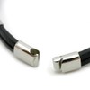 [One] Silver Flare Leather Choker Black Leather Cord Necklace for