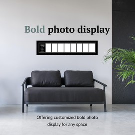 Creative Letter Art 4” x 6” Multiple Opening Picture Frame Collage with 9 holes, Manhattan Black Frame with 8 x 38-inch Black Mat, Full-Strength Glass, Photo Collage for Wall, 9 Openings