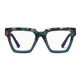 Peepers by PeeperSpecs Oprah's Favorite Women's Take a Bow Square Blue Light Blocking Reading Glasses - Teal Botanico/Teal +2.75