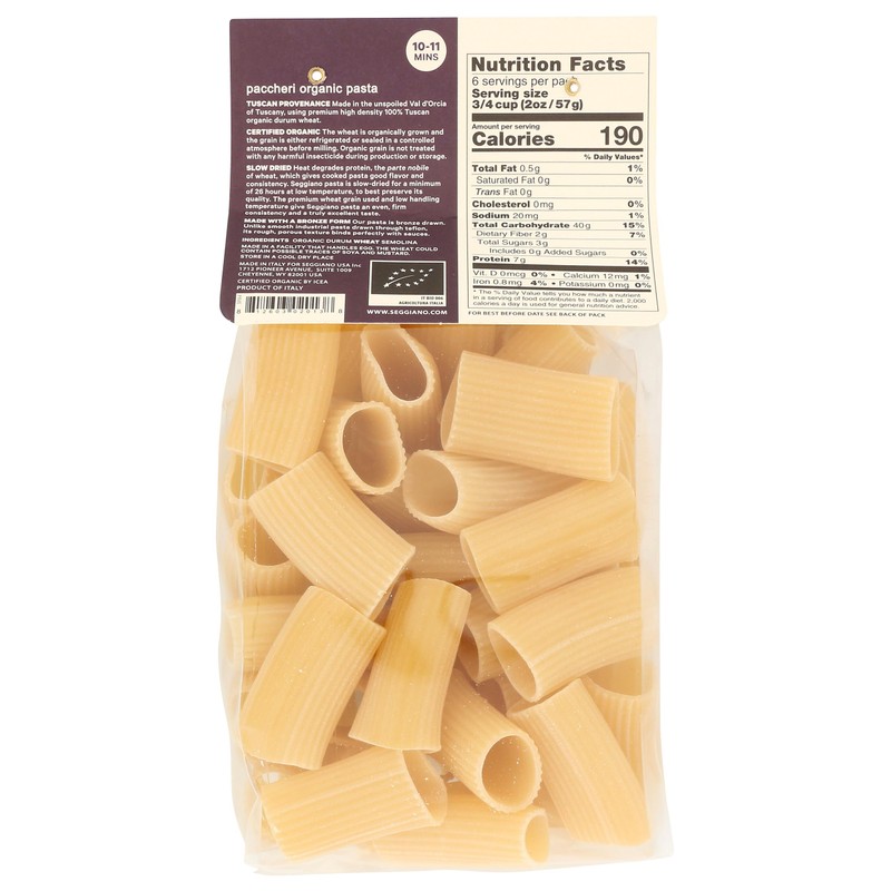 Seggiano, Paccheri Organic Pasta, 13.2 oz