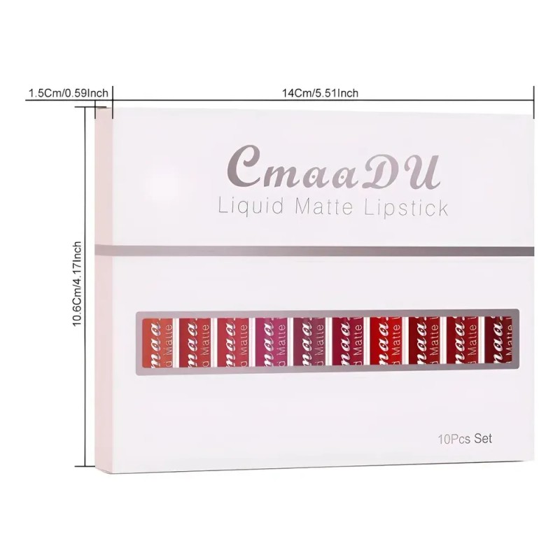 D2260523-4-4 Wset Of 10 Waterproof Matte Lipsticks Cmaadu