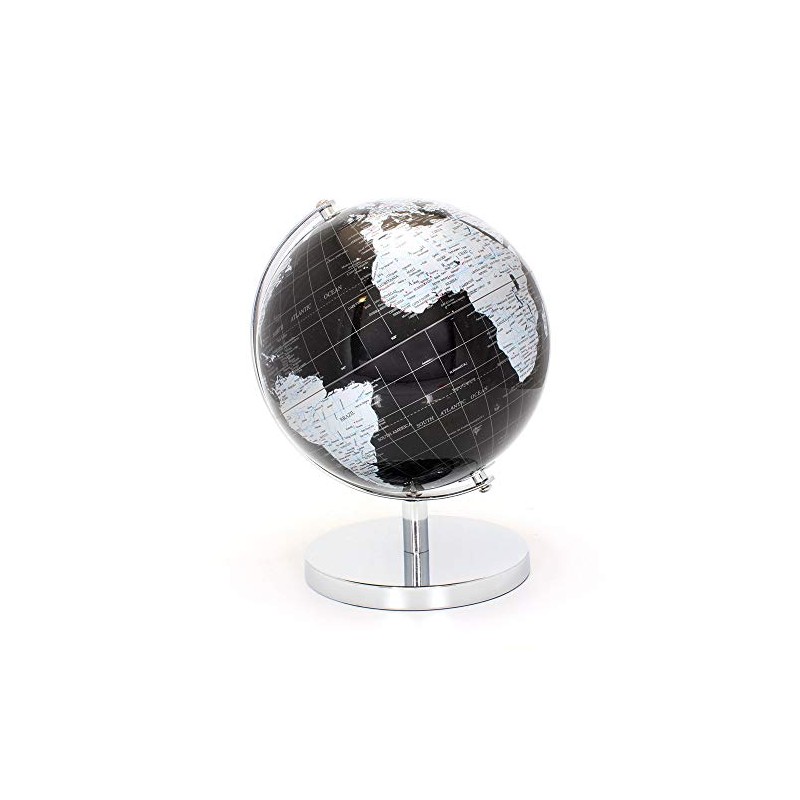 LEONARDO Black & Silver World Globe 27cm, Metal
