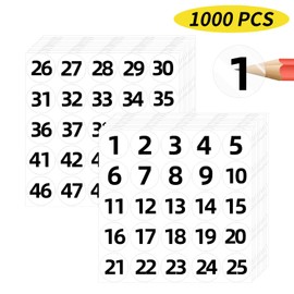 YEGAWEN 1 to 50 Consecutive Number Stickers, 2 inch Transparent Number Stickers Labels for Inventory, Storage, Organizing, Boxes, Bins, Toolbox, Locker (1000 Labels, Black)
