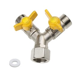 VIVIIHOO Brass Y-Splitter 3-Way Adaptor Valve 1/2 Inch Y Distributor Valve Shower Adapter for Washer, Bathroom, Kitchen, Garden Hose (7 x 8.5 cm)