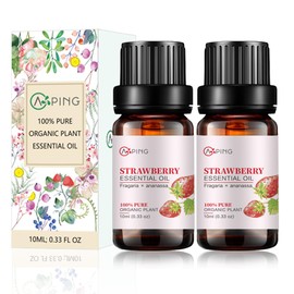 2-PACK Strawberry Essential Oil - 100% Pure Organic Natural Plant (Fragaria x ananassa) Strawberry Oil for Diffuser, Aroma, Spa, Massage, Yoga, Perfume, Body - 2x10ML