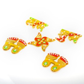 Tarini Gallery Shubh Labh Charan Diwali Lakshmi Charan Pagla Padhuka Footsteps Floor Wall Main Door Stickers for Festival Pooja Home Temple Office Décor Decoration and Gifting (Multicolor Design-1)