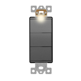 IDER Minimalist Design Matte Finish Lighted Triple Switch, Combination Frameless Decorator Switch with Locator Light, Ground Terminal, Single Pole, 15A 120-277V, UL Listed, LCS3-1P-SG, Space Gray