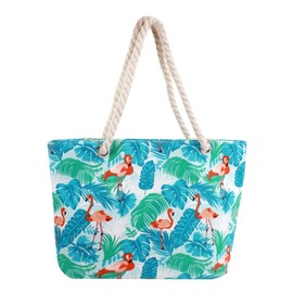 Millya Women Canvas Travel Tote Bag Flamingo Print Oversized Shoulder Bag Holiday Beach Shopping Bag, Middle, E-flamigo