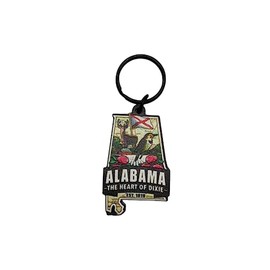 Westmon Works Alabama Keychain Souvenir with State Map and Flag Images Acrylic Key Chain