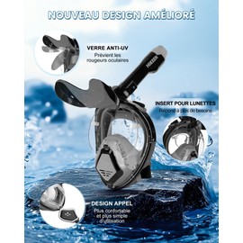 Hikeen Vollgesichts-Schnorchelmaske: Tauchmaske für Erwachsene, Bequeme, wasserdichte und beschlagfreie Schnorchelmaske für Jugendliche, 180°-Panoramablick mit Kamerahalterung