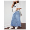 MakeMeChic Women's Maternity Jean Denim Maxi Skirt Pregnancy High Waisted