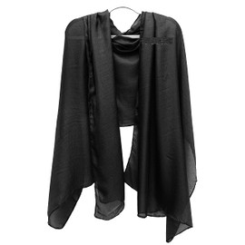 GFM Silky evening Shawl Wrap for Wedding Bridesmaids - Black (SLK2-KL)