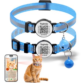2 Pack Solid & Safe Safety Kitten Collars with Smart QR Code ID Tag for Girl Boy for Cats, Pet Collar, Breakaway Cat Collar,Silent, Lightweight,Durable QR Code Pet ID Tags (Blue)