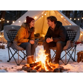 Bolosy Oversized Camping Chairs for Adults Heavy Duty Padded Portable Lawn Chairs Outdoor Folding Chairs XL Camp Chairs with Cup Holder Suproot 500 lbs, Gray Plaid