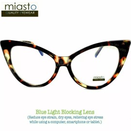 Miasto Eyewear 2 PAIRS/ COLORS~MIASTO BIG CAT EYE COMPUTER READING GLASSES+1.50 ANTI-BLUE LIGHT